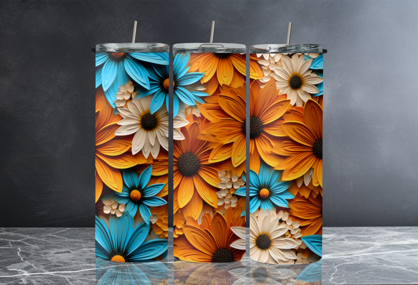 3D Floral 20 oz Skinny Tumbler