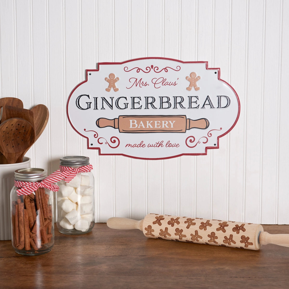 Mrs. Claus' Gingerbread Bakery Vintage Christmas Metal Wall Sign