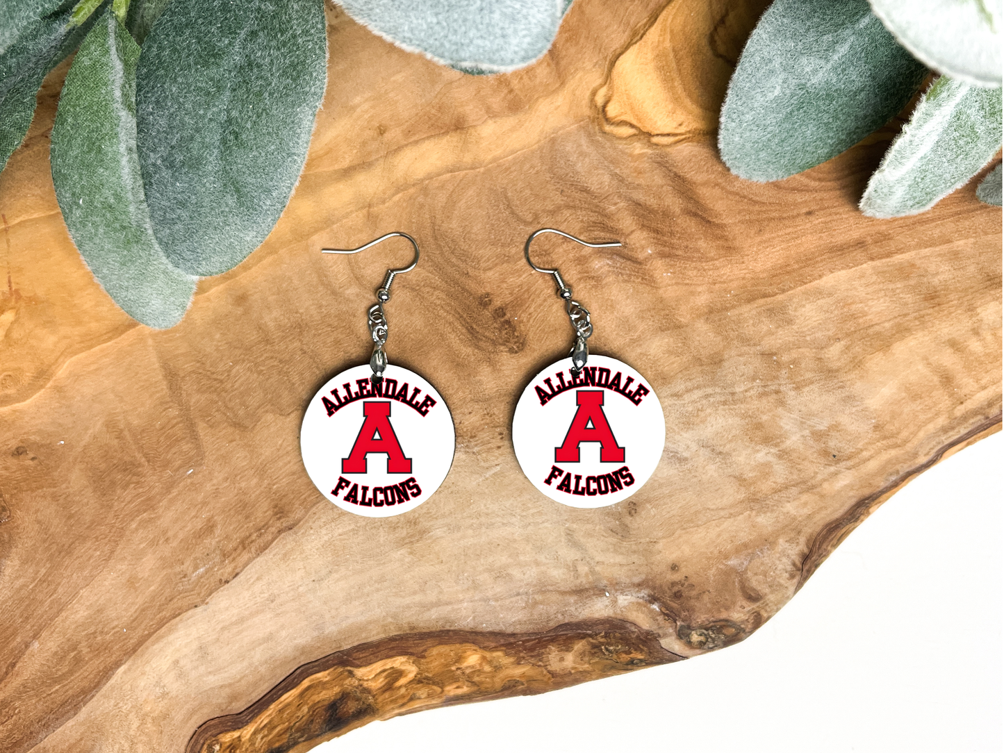 Round Earrings – School Spirit – Allendale Falcons (2)