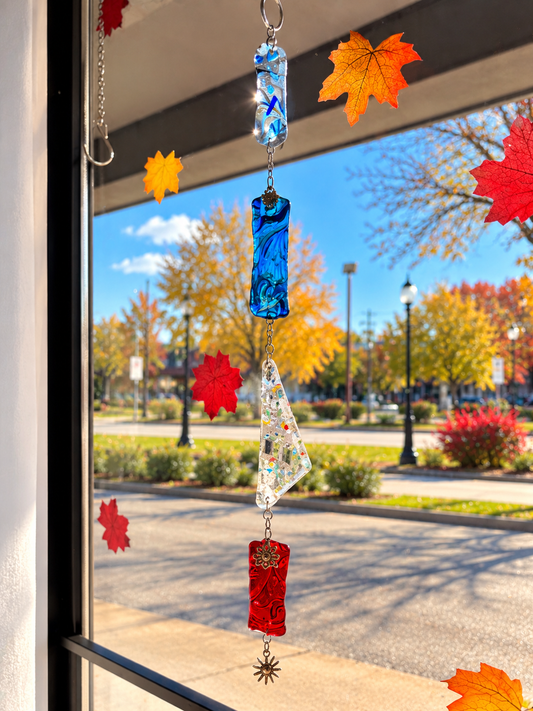 Handmade Blue & Red Fused Glass Suncatcher – Beth's Glass Creations