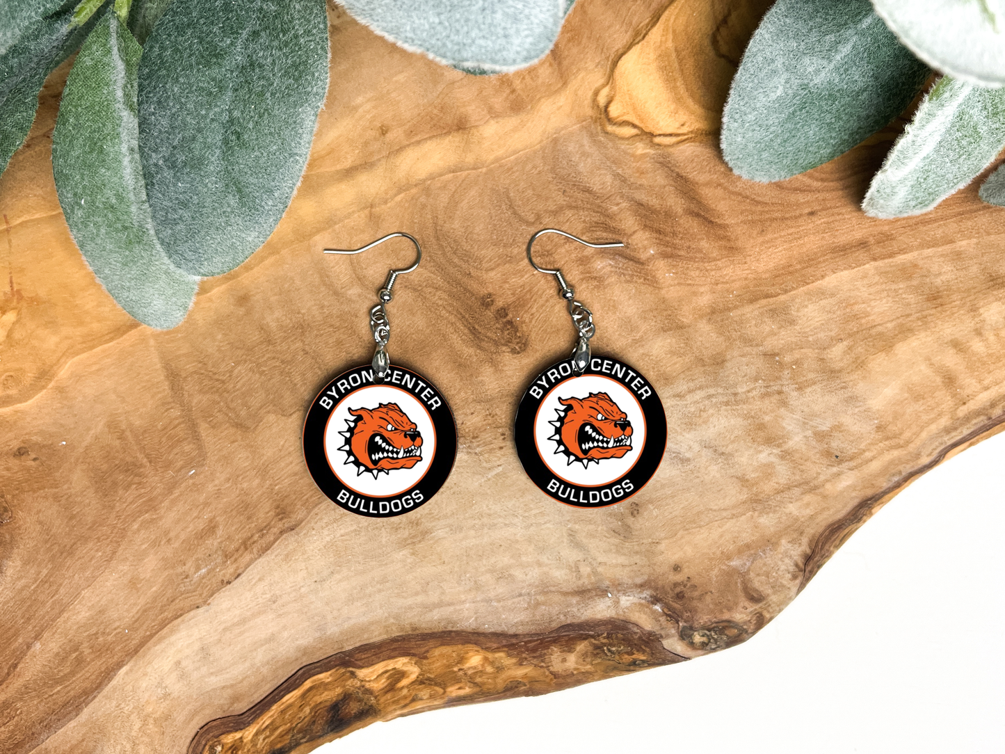 Round Earrings – School Spirit – Byron Center Bulldogs (1)