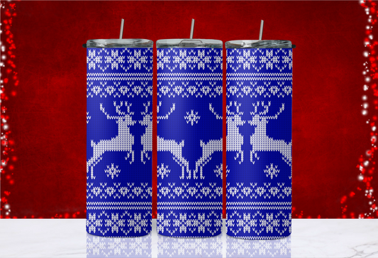 20 oz Skinny Tumbler - Christmas - Reindeer Sweater