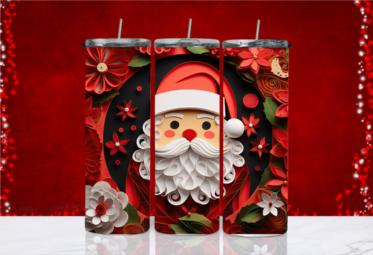 20 oz Skinny Tumbler - Christmas - Paper Roll Santa