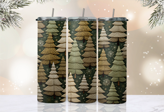 20 oz Skinny Tumbler - Christmas - Trees