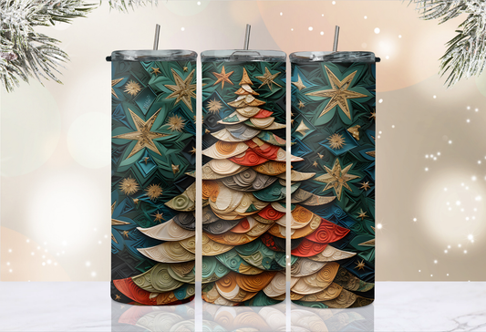 20 oz Skinny Tumbler - Christmas - Multi Tree