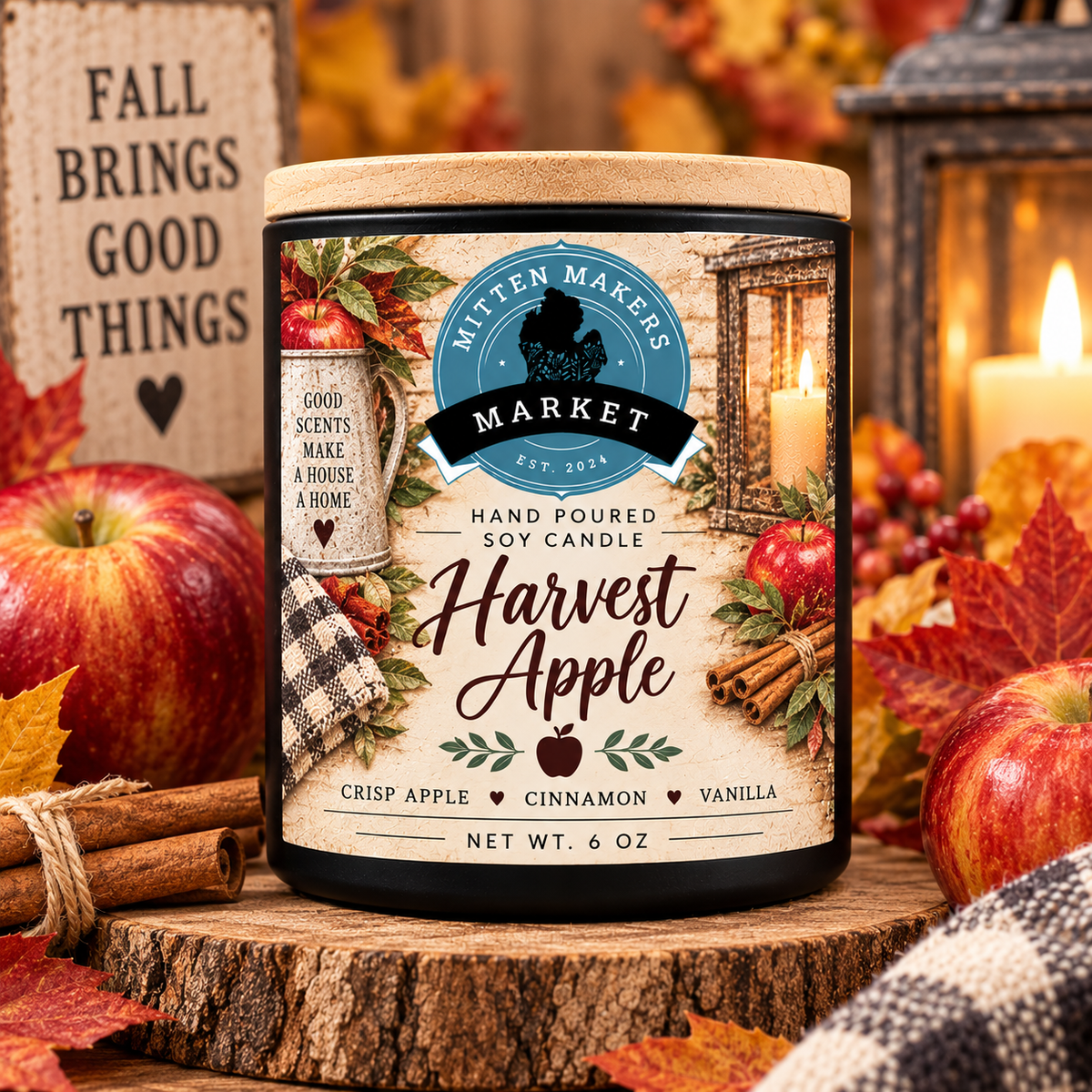 Soy Candle – 6 oz - Harvest Apple