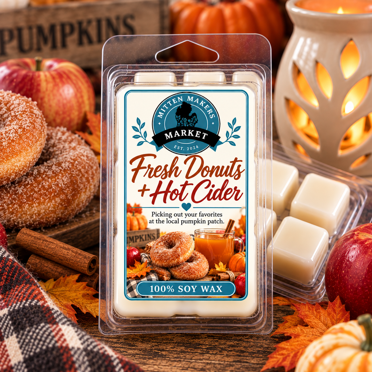 Soy Wax Melts (100%) - Fresh Donuts + Hot Cider