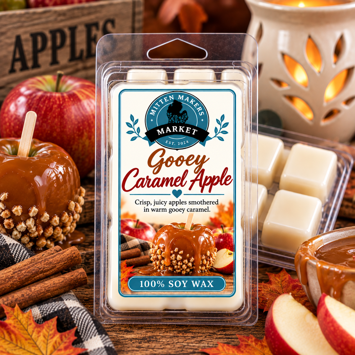Soy Wax Melts (100%) - Gooey Caramel Apple