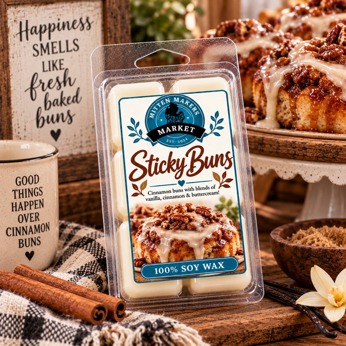 Soy Wax Melts (100%) - Sticky Buns