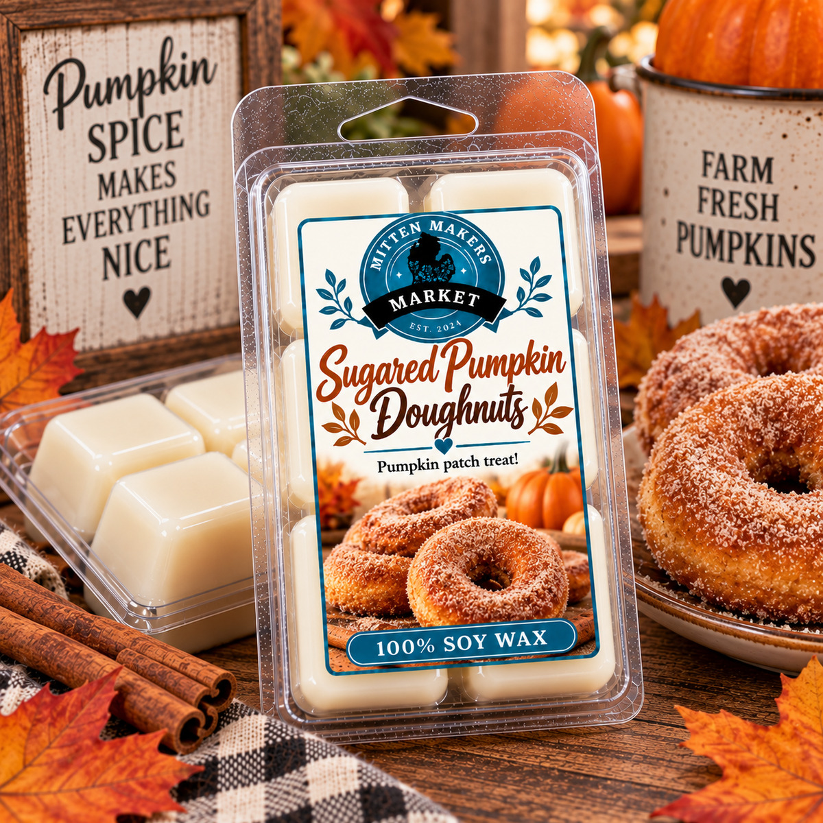 Soy Wax Melts (100%) - Sugared Pumpkin Doughnuts