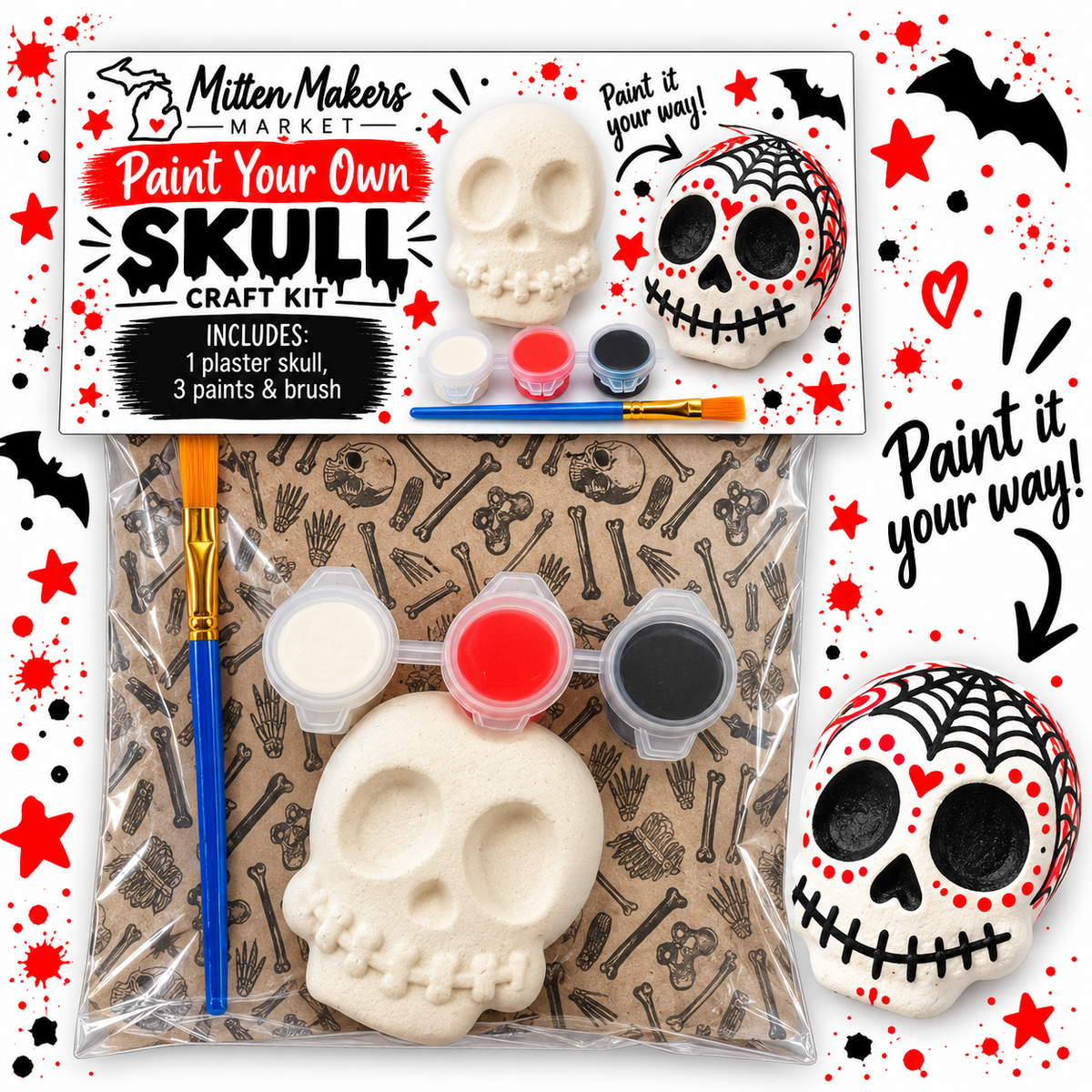 Paint Your Own Skull Craft Kit – Halloween Kids Activity - Skull