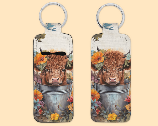 Chapstick / Lip Balm Keychain - Highland Cow