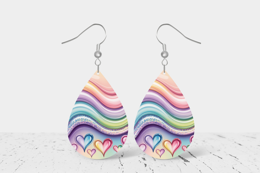 Teardrop Earrings (E104E) - Hearts