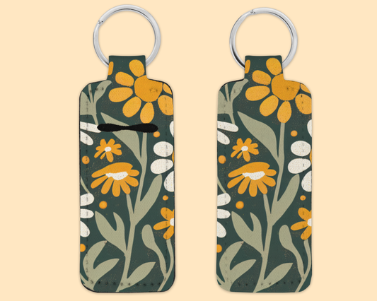 Chapstick / Lip Balm Keychain - (E108C) Retro Floral