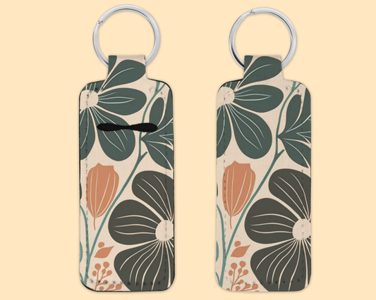 Chapstick / Lip Balm Keychain - (E110C) Boho Floral