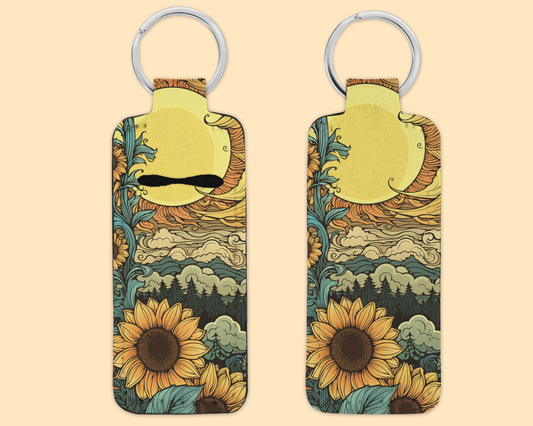 Chapstick / Lip Balm Keychain - (E117C) Sunflower & Sun