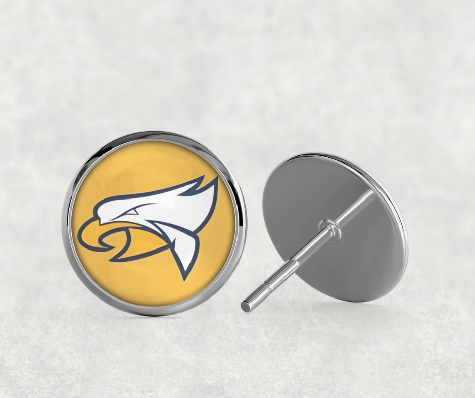 Glass Dome Aluminum Stud Earrings - Hudsonville Eagles