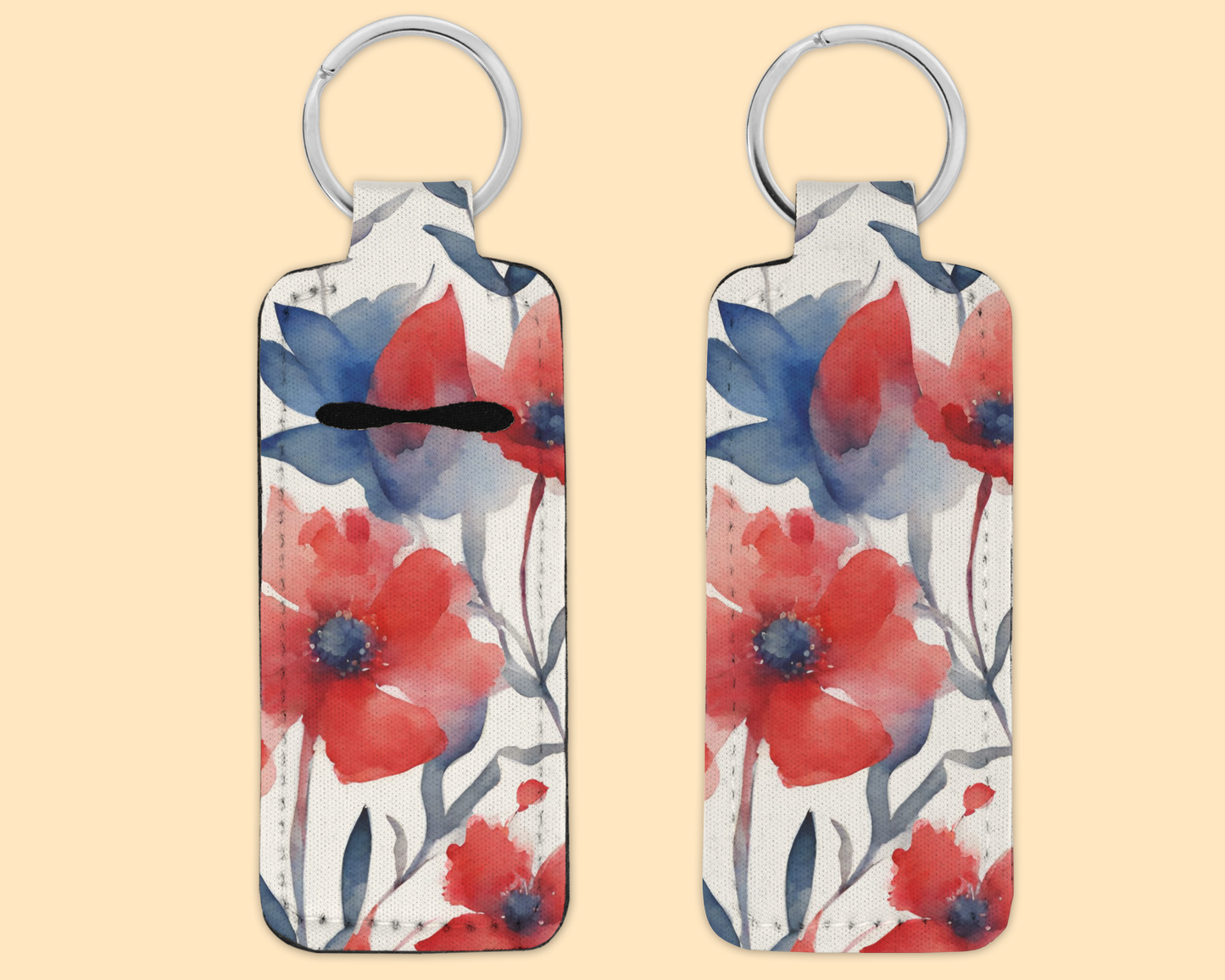 Chapstick / Lip Balm Keychain - (E135C) Poppy Flowers