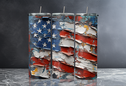 American Flag - Painted 20 oz Skinny Tumbler