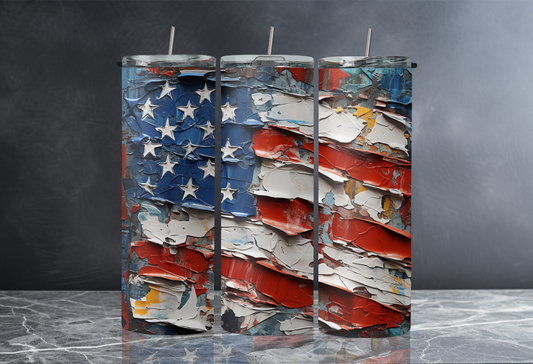 20 oz Skinny Tumbler - Painted Flag