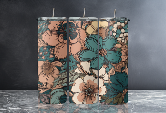 20 oz Skinny Tumbler - BOHO Floral