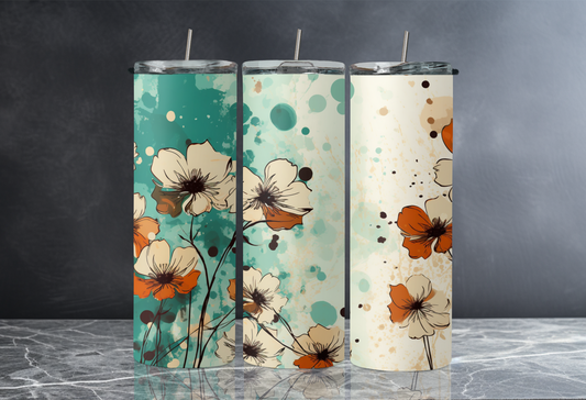 20 oz Skinny Tumbler - Floral boho
