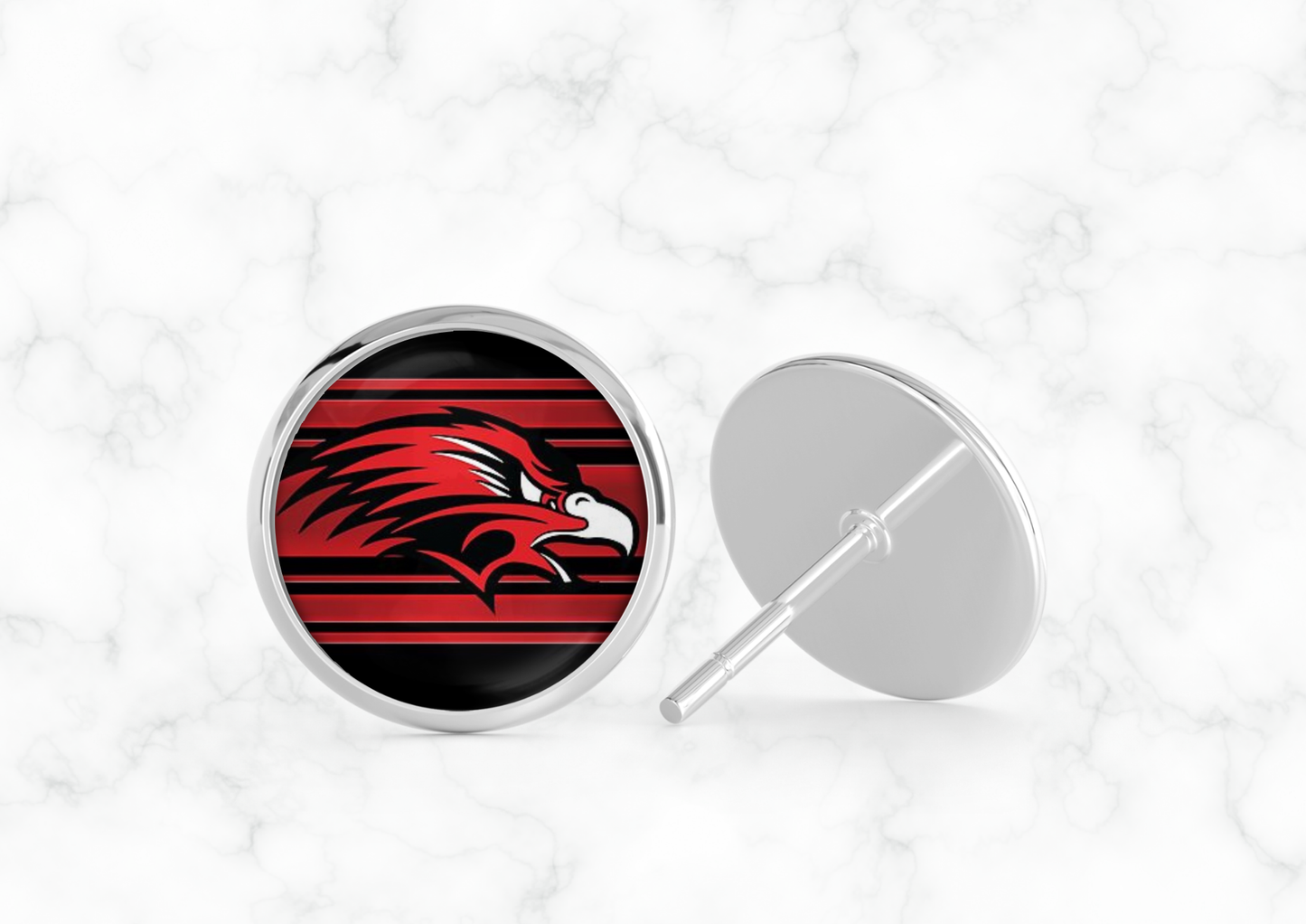 Glass Dome Aluminum Stud Earrings - Allendale Falcons (1)