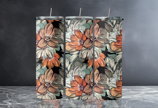 Boho Style Floral 20 oz Skinny Tumbler