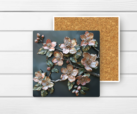 4x4 Ceramic Coaster (E18H) - Floral