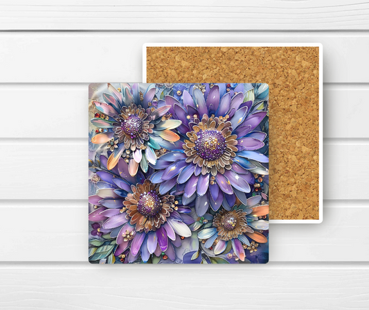 4x4 Ceramic Coaster (E19H) - Pastel Floral