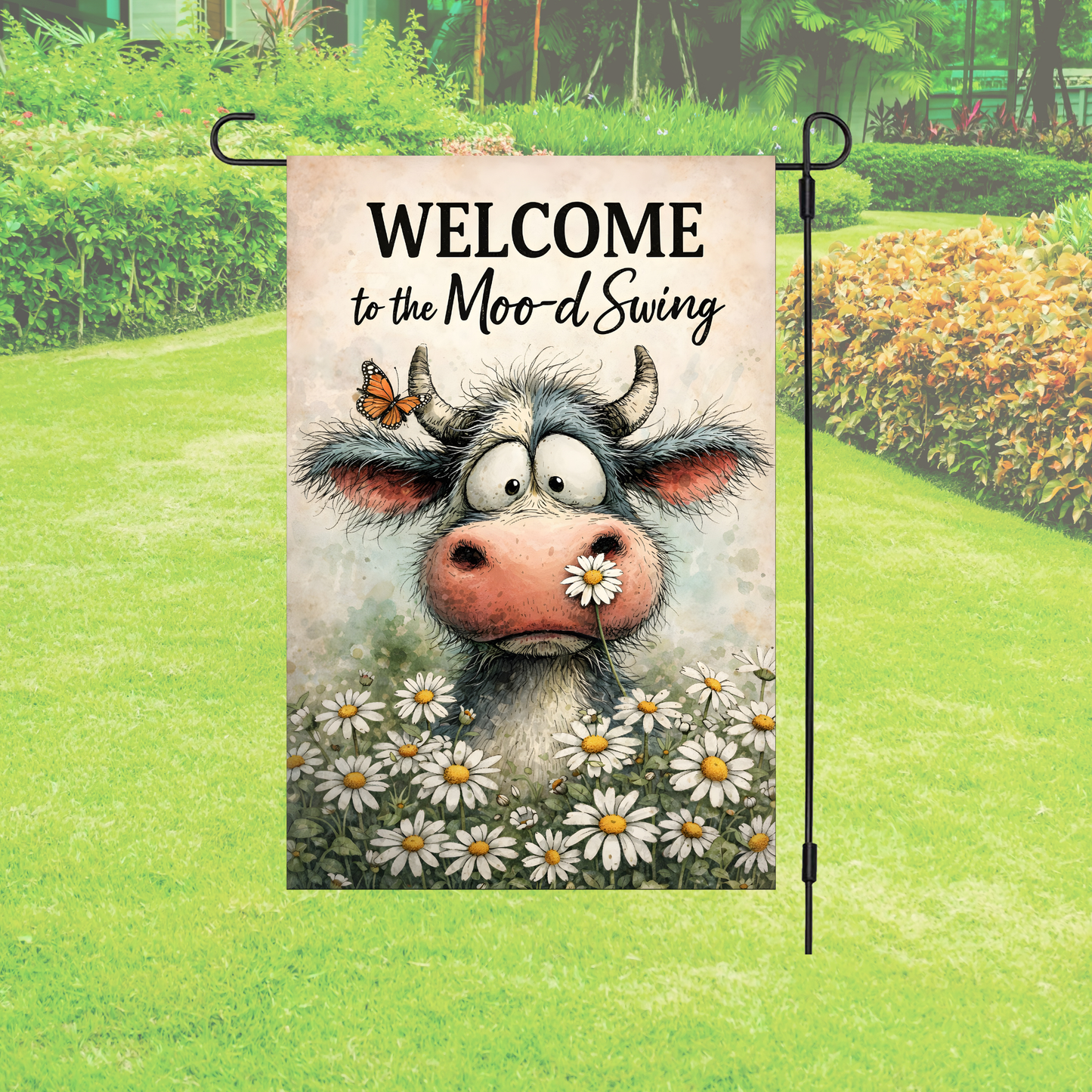 Garden Flag - Welcome to the Moo-d Swing Cow