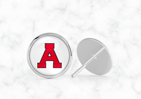 Glass Dome Aluminum Stud Earrings - Allendale Falcons (2)