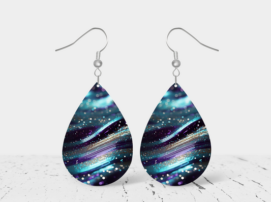 Metallic Striped Teardrop Earrings (1)