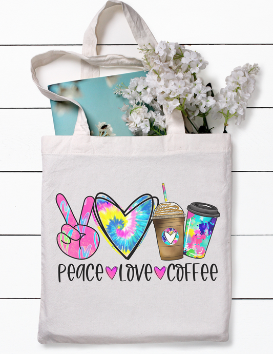 Peace Love Coffee Canvas Tote Bag