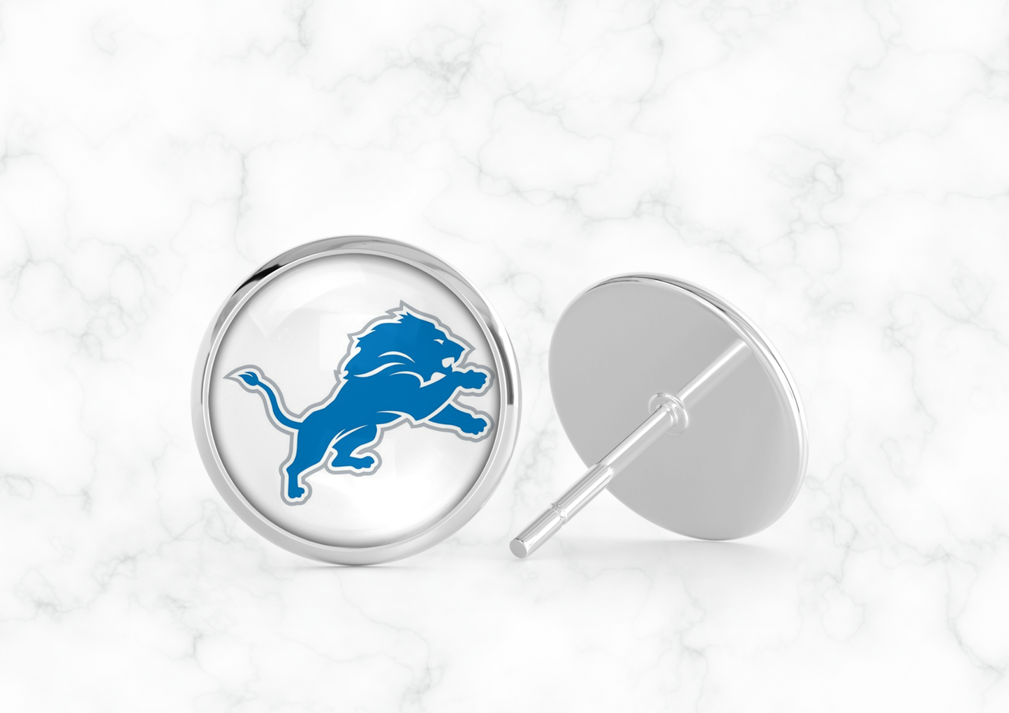 Glass Dome Aluminum Stud Earrings - Lions (1)