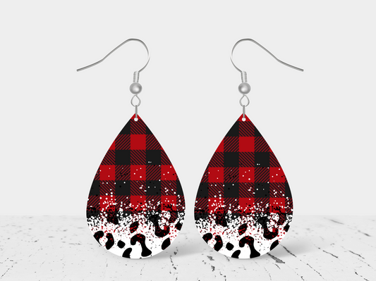 Christmas Buffalo Plaid Teardrop Earrings