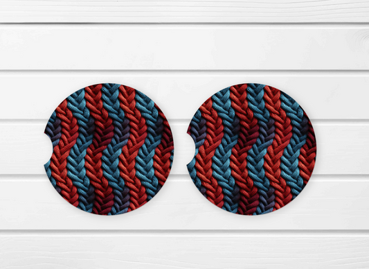 Knitted 3D Looking Ceramic Car Coaster Set