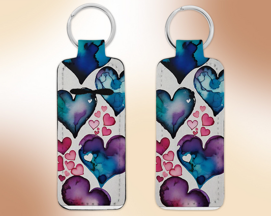 Chapstick / Lip Balm Keychain - (E3C) Hearts
