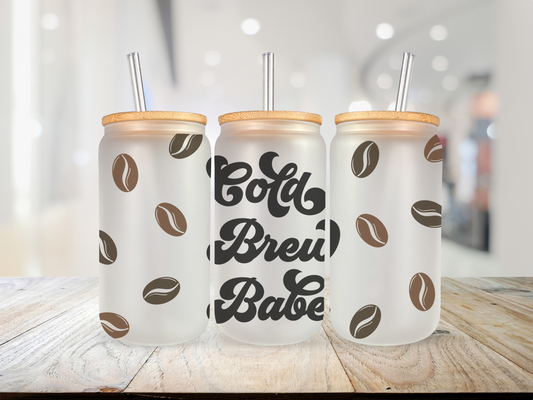 Cold Brew Babe 20 oz Glass Cup