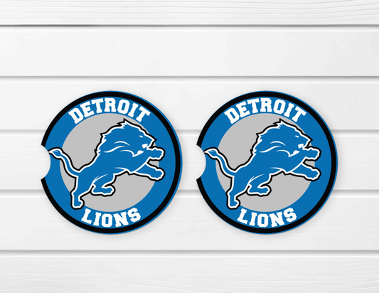Ceramic Car Coaster Set – (E48D) Detroit Lions