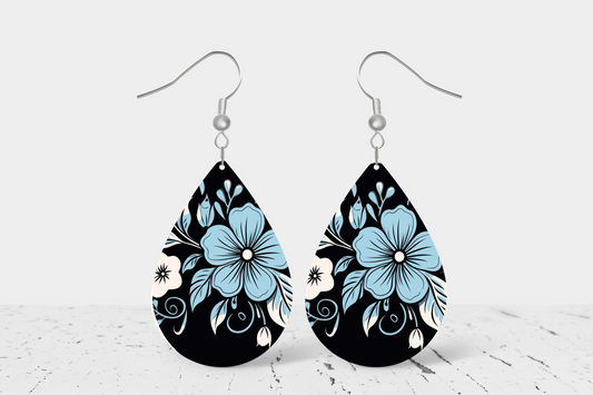 Blue & Black Teardrop Earrings