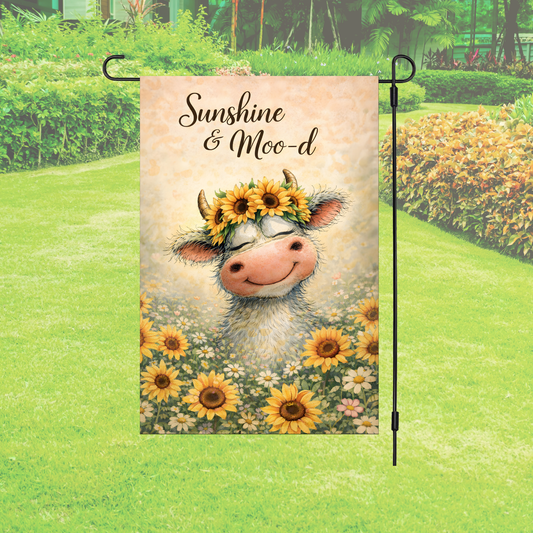 Garden Flag – Sunshine & Moo-d Cow Sunflower Garden