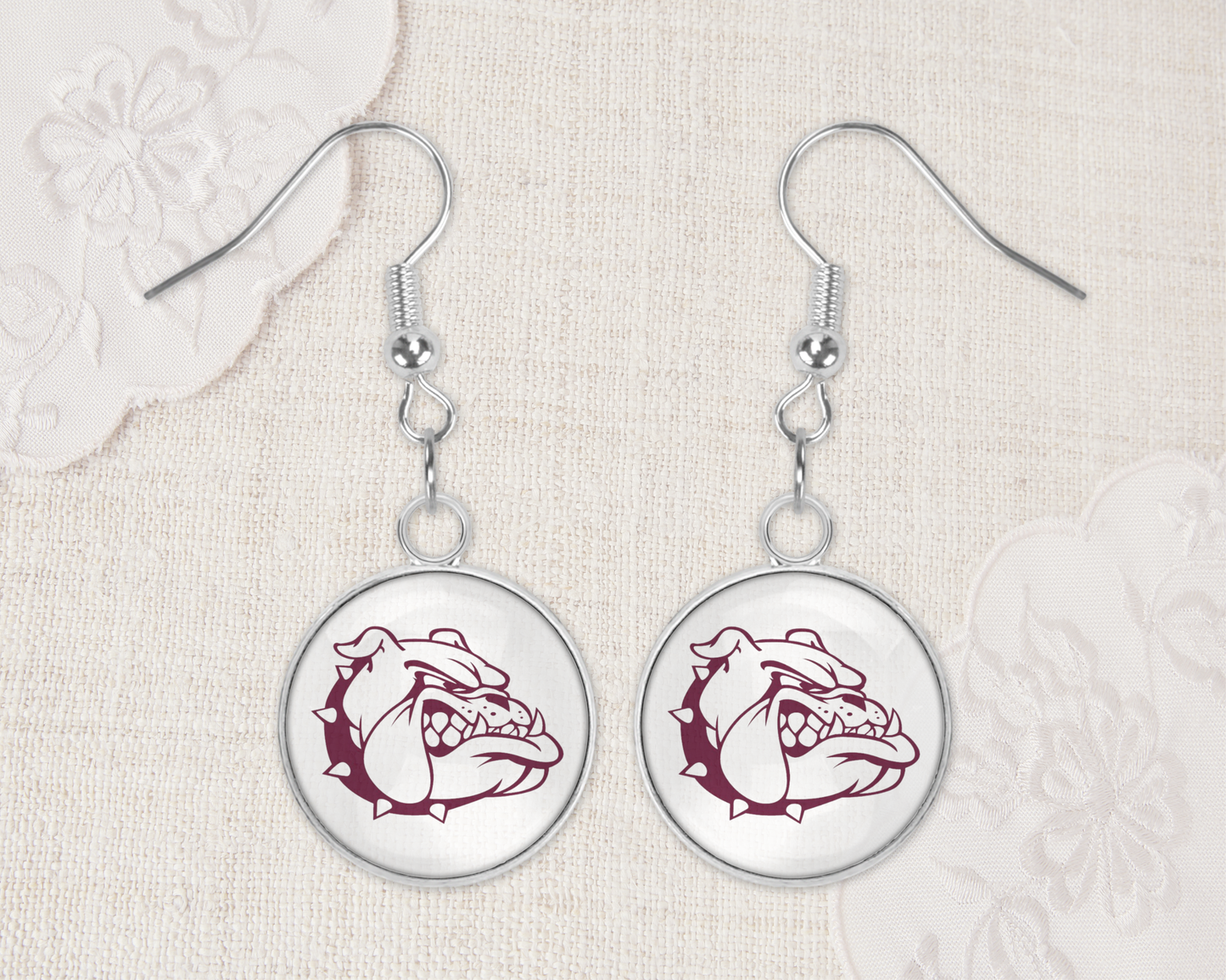 Handmade Aluminum & Glass Earrings - Grandville Bulldogs