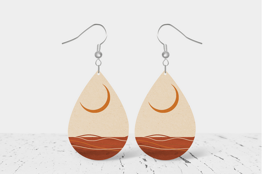 Crescent Moon & Dessert (1) Teardrop Earrings