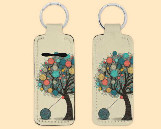 Chapstick / Lip Balm Keychain - (E65C) Yarn Tree