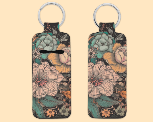 Chapstick / Lip Balm Keychain - (E69C) Floral