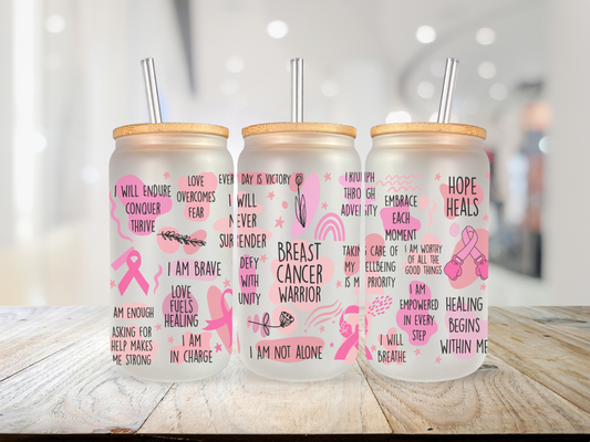 Breast Cancer 20 oz Glass Cup