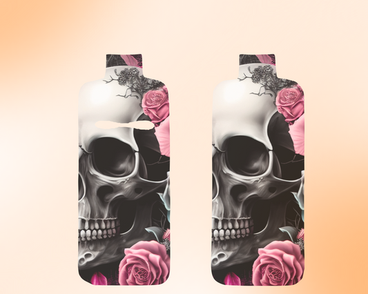 Chapstick / Lip Balm Keychain - Pink Roses & a Skull