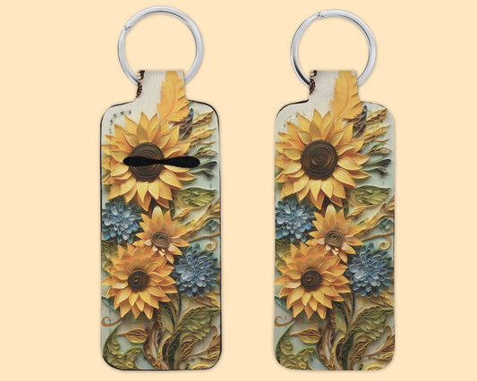 Chapstick / Lip Balm Keychain - (E74C) Sunflowers