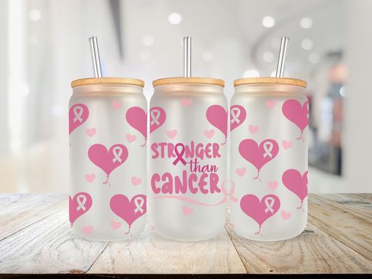 Breast Cancer 20 oz Glass Cup